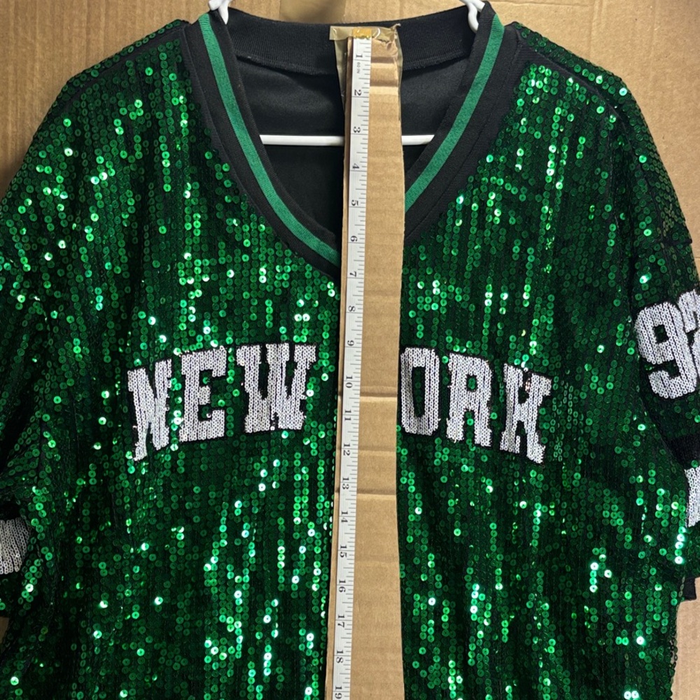 Love Theory Essentials 1992 Emerald Sequin V-Neck Jersey - Picture 9 of 10